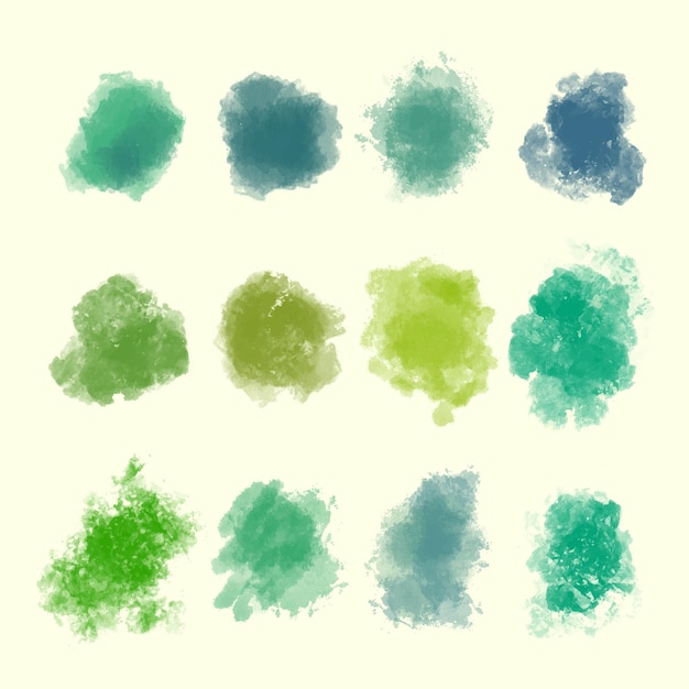 Collection Verte Abstraite Aquarelle Illustration Vecteur Gratuit