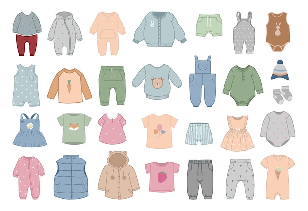 Vecteur collection de vêtements pour bébés