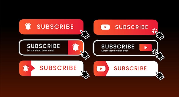 Vecteur collection de vidéos en streaming sur le bouton d'abonnement