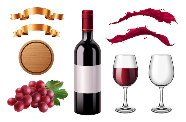Collection de vins dans un style réaliste