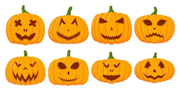 Collection de visage de citrouille d'Halloween Illustration vectorielle