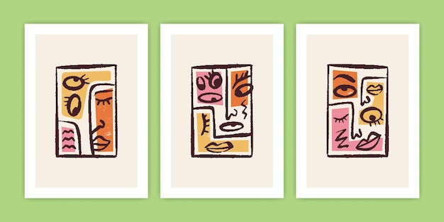 Collection De Visages Abstraits Pour La Conception D'affiches