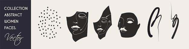 Collection De Visages De Femmes Avec Différentes Lignes