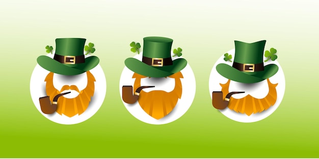 Collection De Visages De Lutin Heureux St Patrick Day