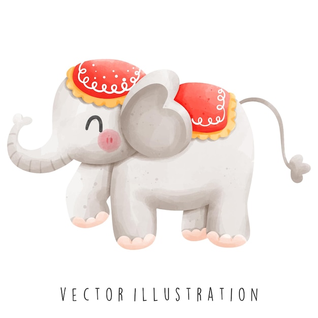 Vecteur collection de voyages en thaïlande aquarelle de l'éléphant illustration vectorielle