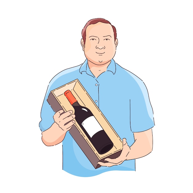 Le Collectionneur Tient Une Bouteille De Vin De Collection