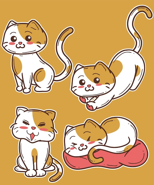 Vecteur collections de dessins animés de chats mignons heureux