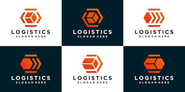 Collections de modèle de logo de logistique de boîte