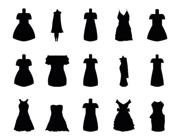 Collections De Vêtements Silhouette Vectorielle Isolée