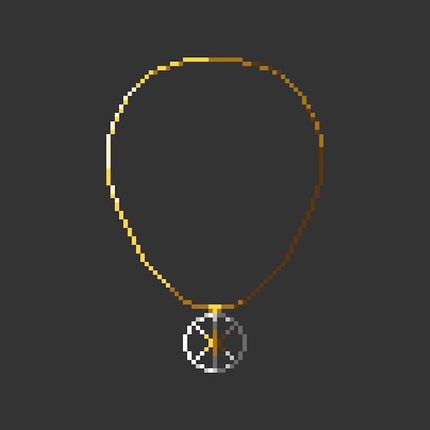 Vecteur collier d'or pixel art pour l'actif du jeu