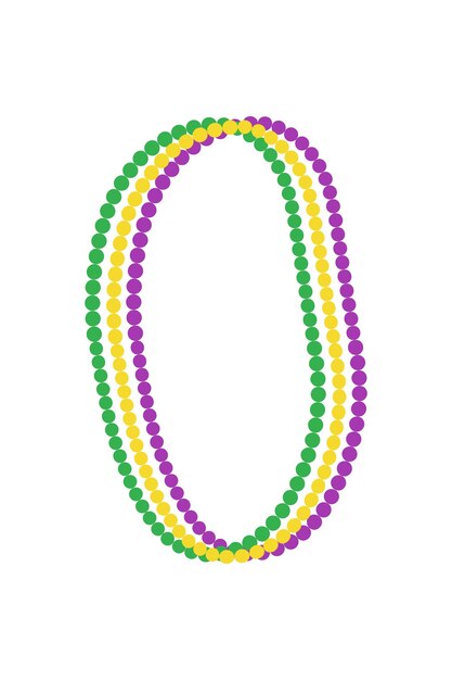 Le collier de perles de Mardi Gras vert violet et jaune est une illustration vectorielle.