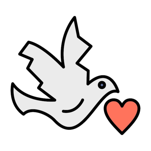 Colombe Avec Coeur Plat Illustration