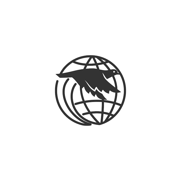 Colombe Pigeon Flaying World Icon Template Isolé