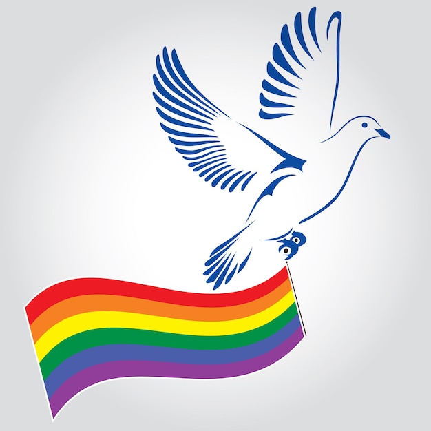 Une Colombe Volant Avec Un Drapeau Gay Lesbien