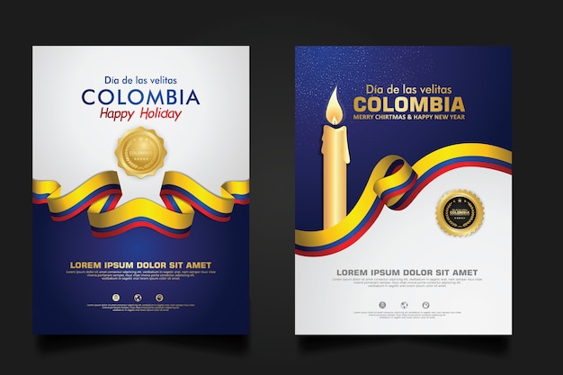 Colombie Jour Du Modèle De Célébration De Petites Bougies