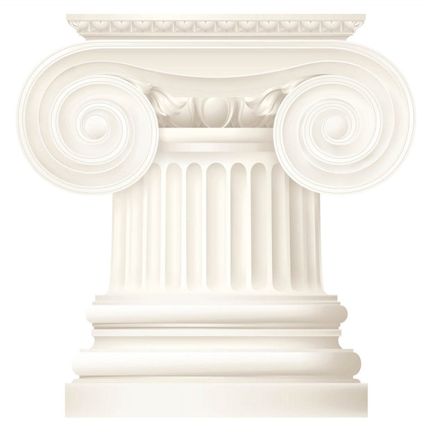 Colonne grecque ionique réaliste blanche