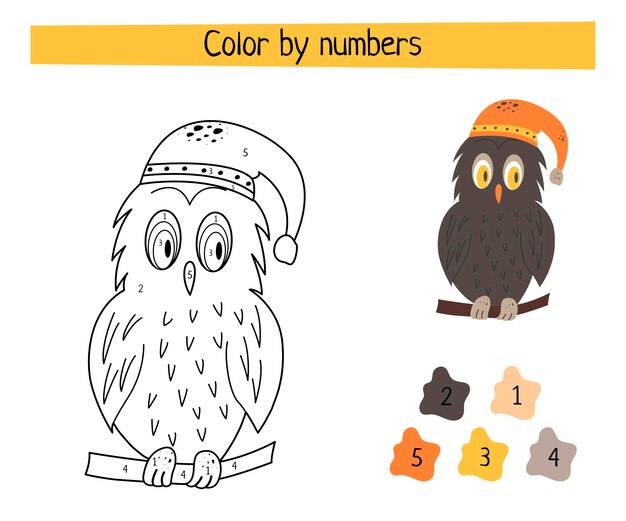 Color By Numbers - Jeu éducatif Pour Les Enfants. Vecteur De Dessin Animé Scandinave.