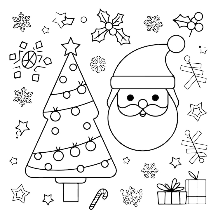 Vecteur coloration de noël simple et amusante des pages à colorier pour noël