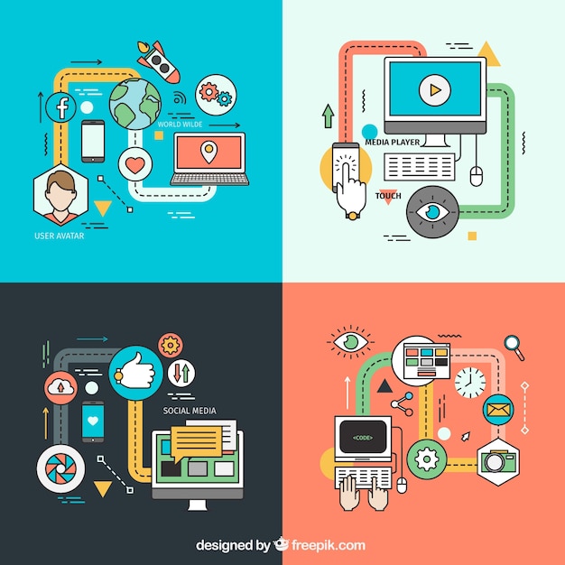 Colored graphiques de médias sociaux