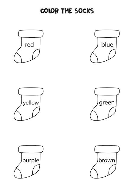 Colorez De Jolies Chaussettes De Noël En Noir Et Blanc. Page De Coloriage Pour Les Enfants.