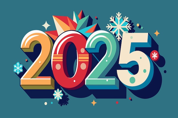 Vecteur a colorful and stylized font with the number 2025 in the middle