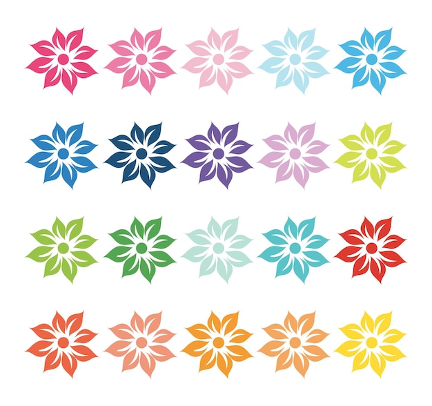 Vecteur colorful set of floral