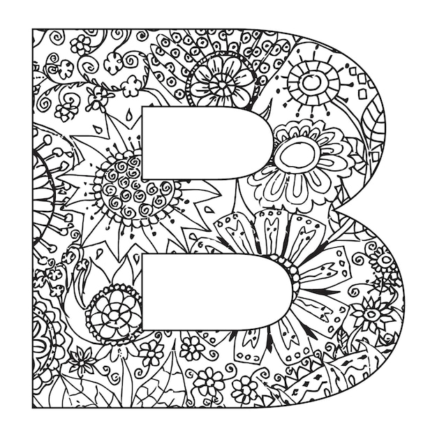 Vecteur coloriage alphabet mandala pour les enfants