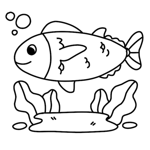 Coloriage Alphabets Animaux Dessin Animé Poisson Flétan