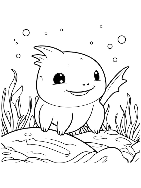 Vecteur coloriage de l'axolotl