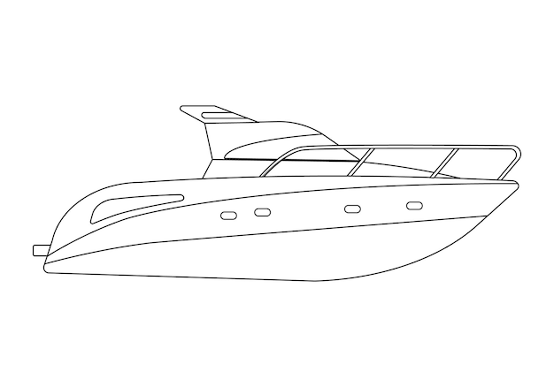 Vecteur coloriage avec bateau pour les enfants illustration vectorielle de dessin animé de bateau de croisière cool pour les enfants