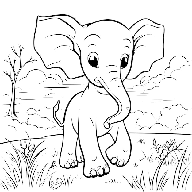 Coloriage Bébé éléphant Dessin Pour Les Enfants