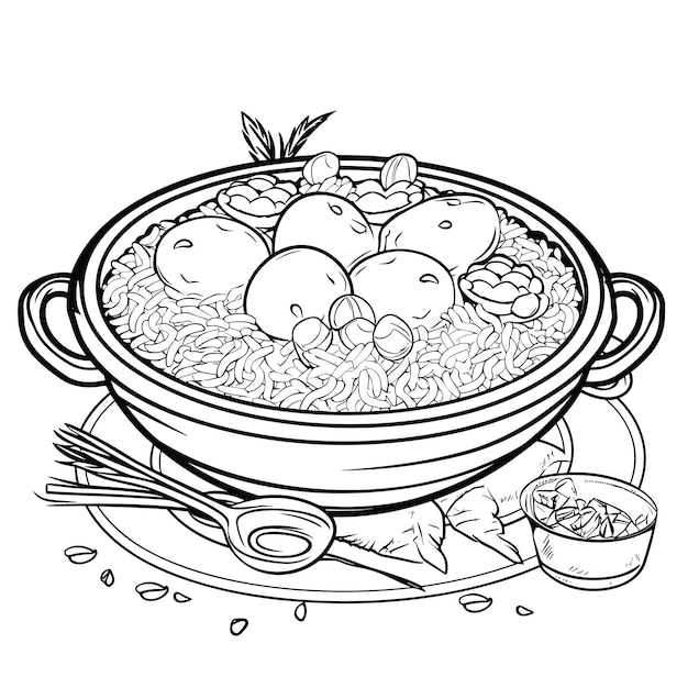 Vecteur coloriage biryani inde pour enfant