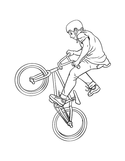 Coloriage Bmx Rider Isolé Pour Les Enfants