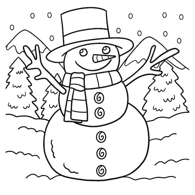 Coloriage bonhomme de neige pour les enfants