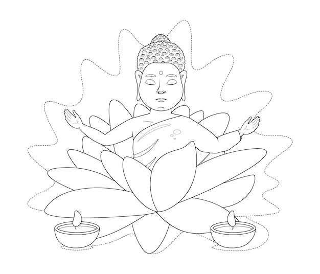 Coloriage Bouddha Avec Lotus