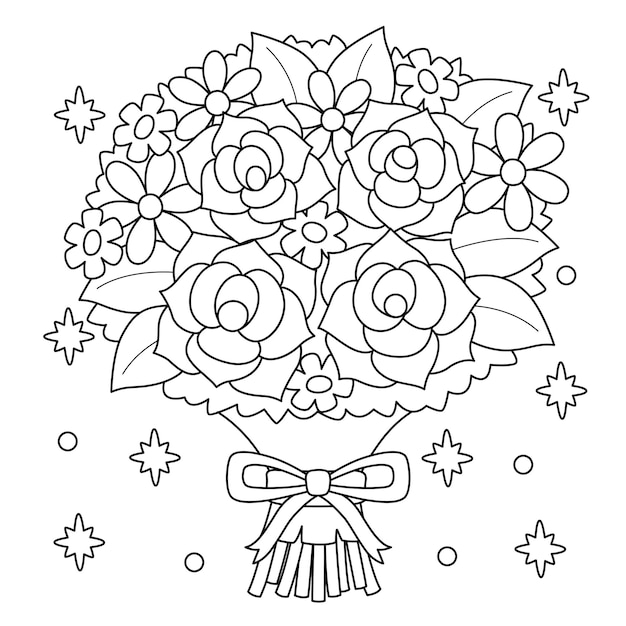 Coloriage De Bouquet De Fleurs De Mariage Pour Les Enfants