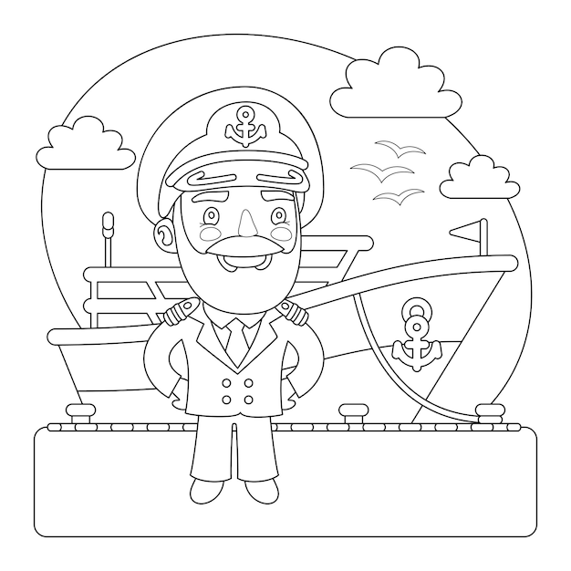 Vecteur coloriage capitaine