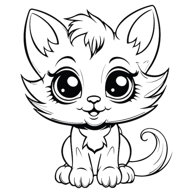 Coloriage chat kawaii