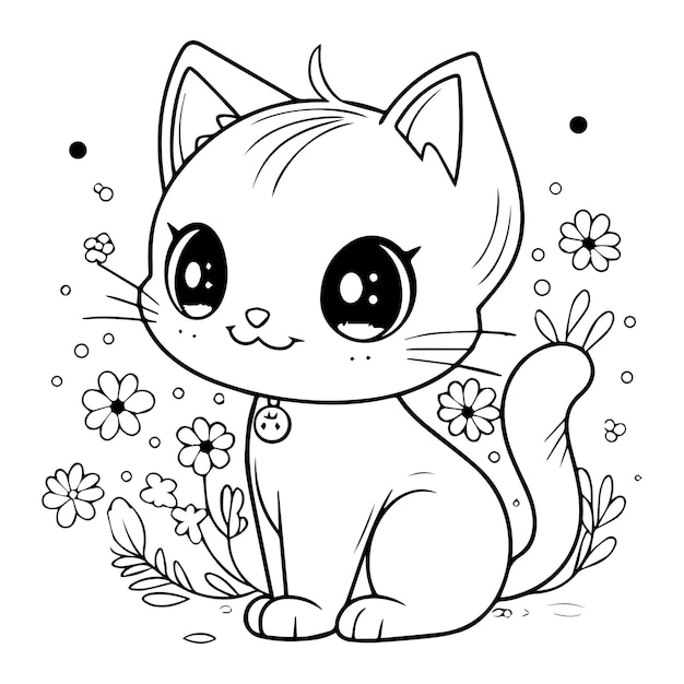 Vecteur coloriage de chat mignon, page 5