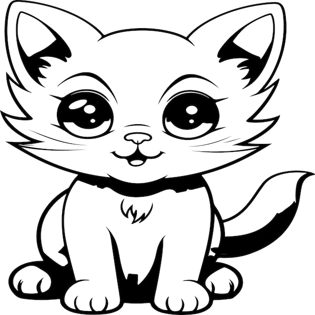 Vecteur coloriage de chat simple pour les enfants