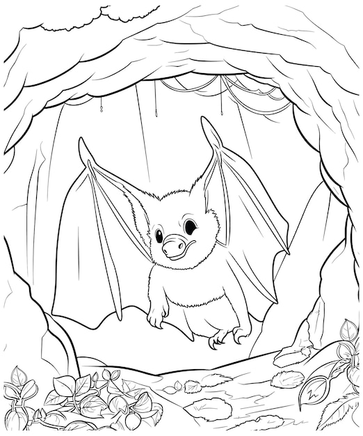 Coloriage De Chauve-souris Pour Adultes Illustration Vectorielle