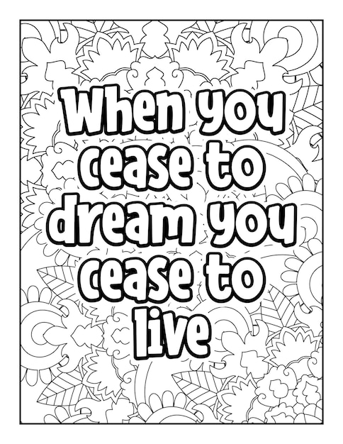 Vecteur coloriage de citations de motivation coloriage de citations inspirantes coloriage pour adultes