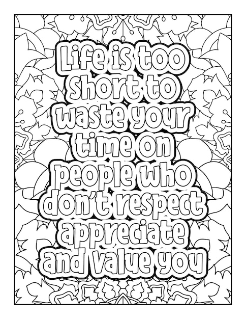 Vecteur coloriage de citations de motivation coloriage de citations inspirantes coloriage pour adultes