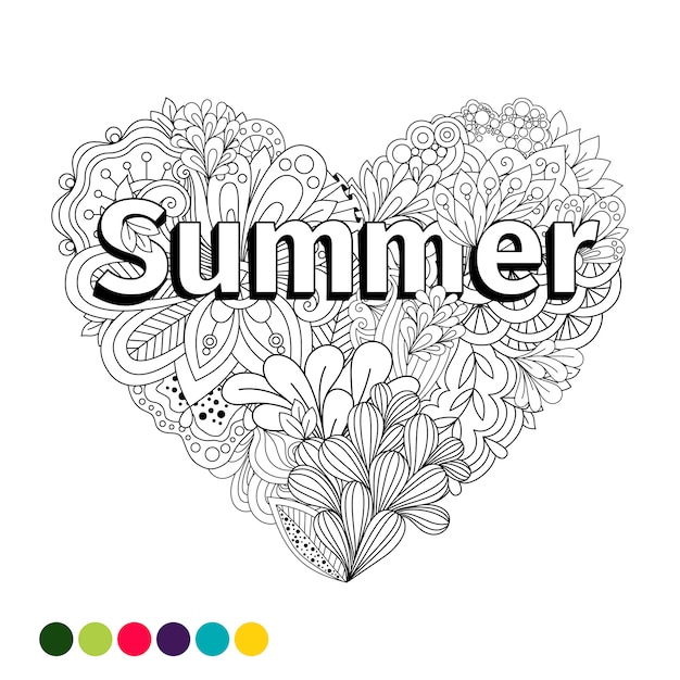 Coloriage Coeur De Fleurs Doodle