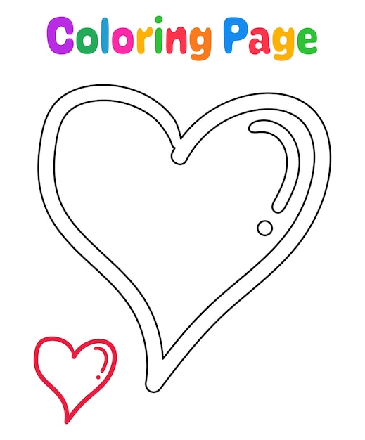 Vecteur coloriage avec coeur pour les enfants