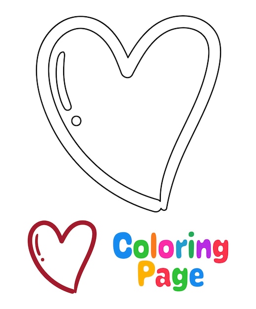 Vecteur coloriage avec coeur pour les enfants