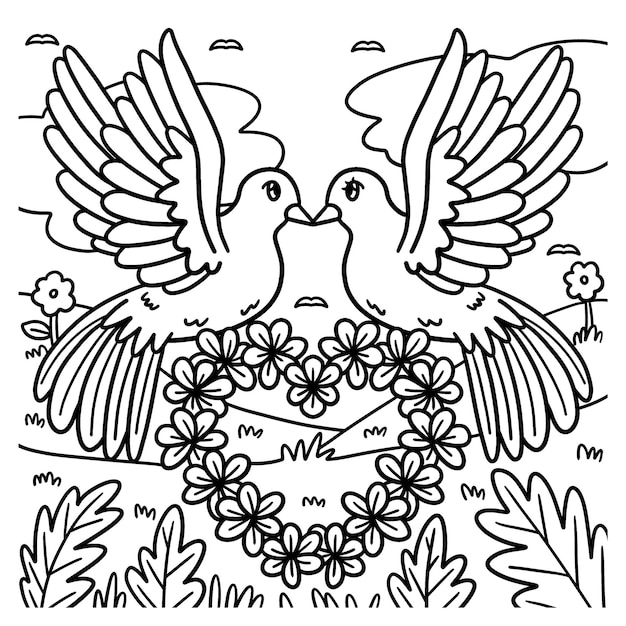 Coloriage colombe de mariage pour les enfants