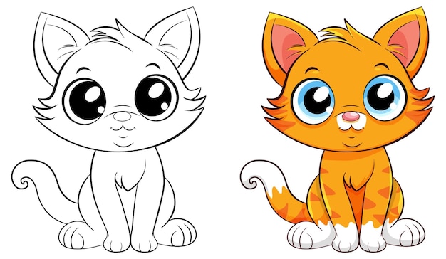 Coloriage contour de chat mignon