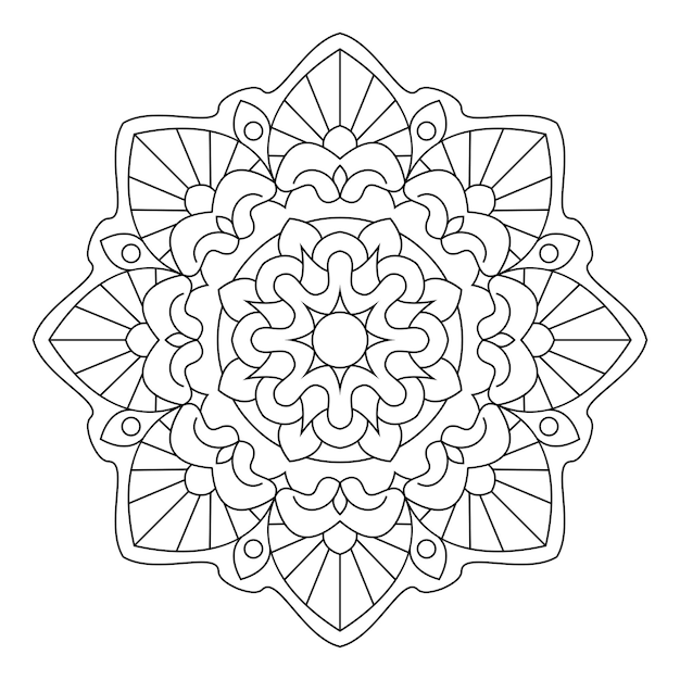 Coloriage Avec Contour De Mandala. Illustration De Conception De Motif De Dentelle Décorative De Vecteur