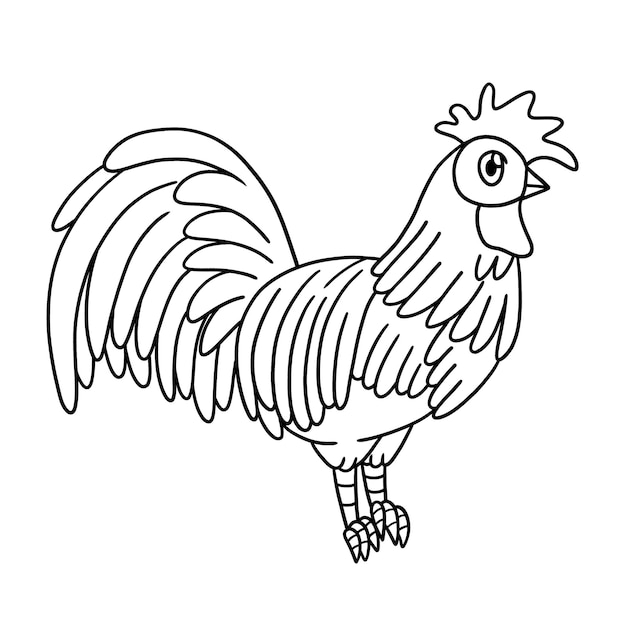 Coloriage De Coq Isolé Pour Les Enfants